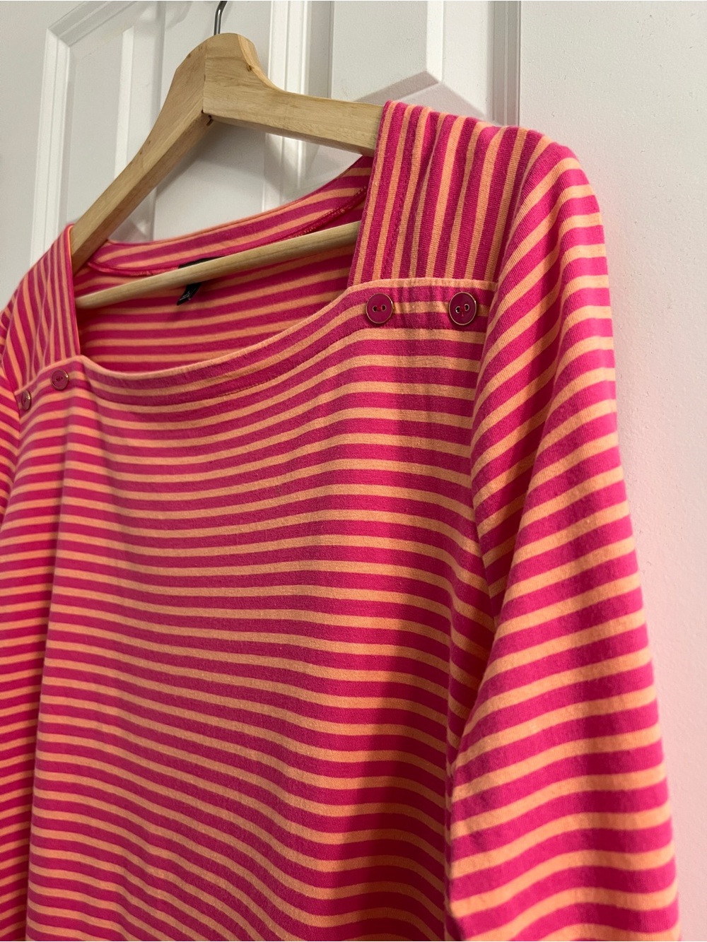 Talbots Pink and Cream Striped Boatneck Top-Large